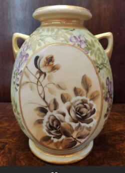 Nippon Hand-Painted Oval Vase