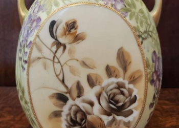 Nippon Hand-Painted Oval Vase