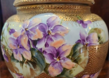 Antique Nippon Floral Biscuit Barrel